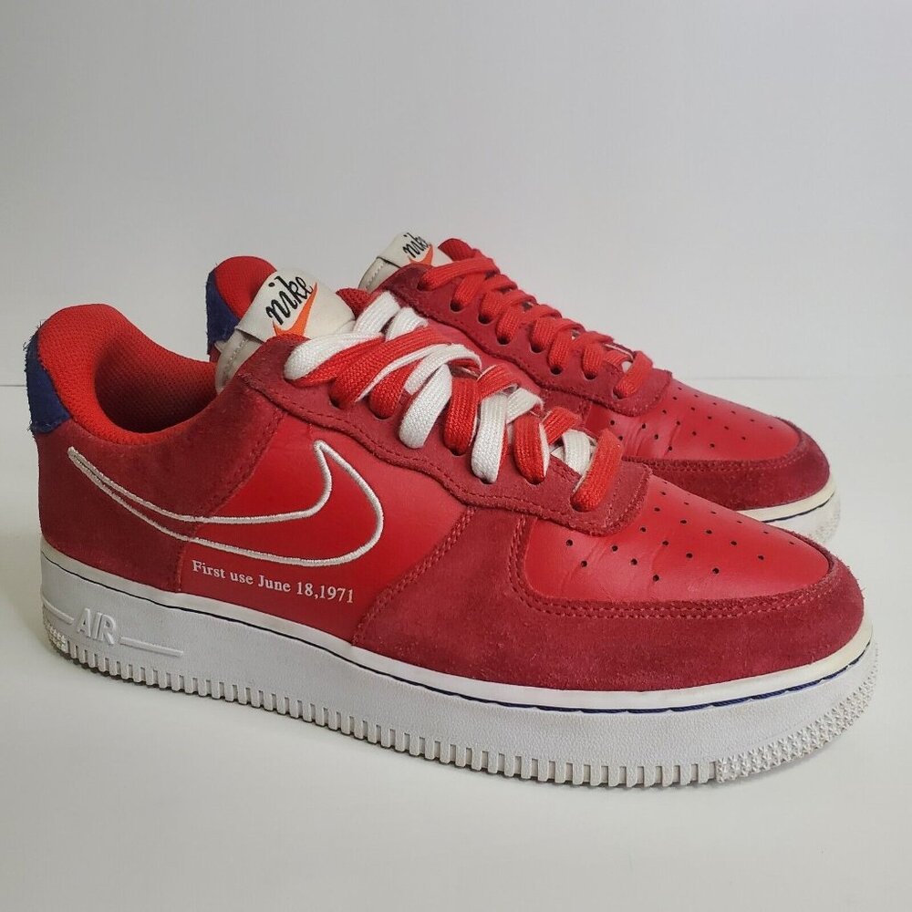 Nike Mens Air Force 1 '07 DB3597-600 Red White Leather Lace Up Sneakers Size  8